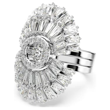 Idyllia 戒指, 套装 (3), 混合切割, 贝壳, 白色, 镀铑 - Swarovski, 5680291