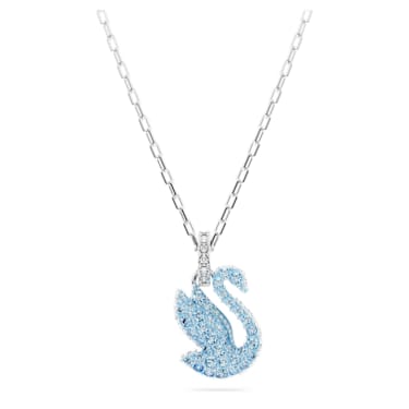 Swarovski Iconic Swan 链坠, 天鹅, 小码, 蓝色, 镀铑 - Swarovski, 5680422