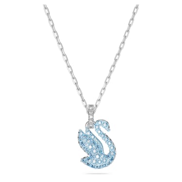 Swarovski Iconic Swan 链坠, 天鹅, 小码, 蓝色, 镀铑 - Swarovski, 5680422