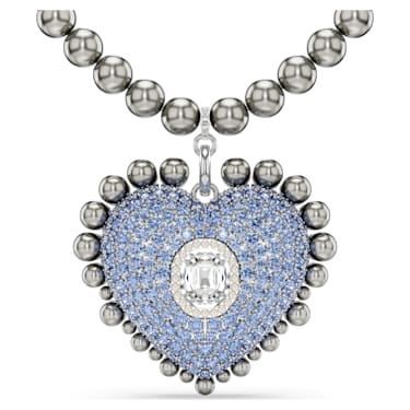 Hyperbola 链坠, 仿水晶珍珠, 心形, 蓝色, 镀铑 - Swarovski, 5680645