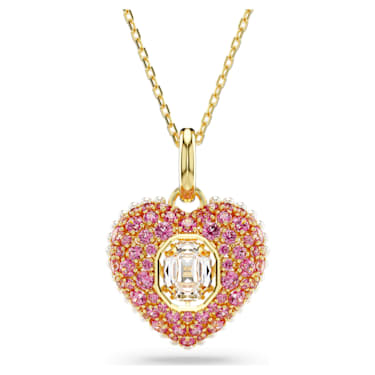 Hyperbola 链坠, 八角形切割，仿水晶珍珠, 心形, 粉红色, 镀金色调 - Swarovski, 5680784