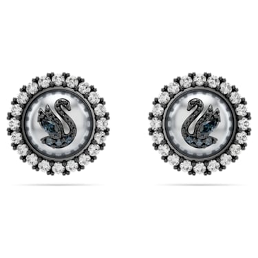 Swarovski Swan 耳钉, 天鹅, 灰色, 镀钌 - Swarovski, 5680848