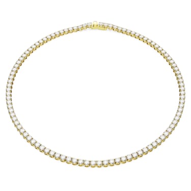 Matrix Tennis 项链, 圆形切割, 白色, 镀金色调 - Swarovski, 5681795