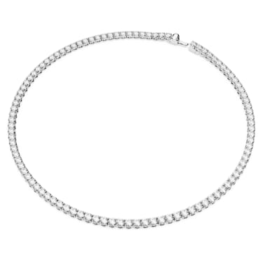 Matrix Tennis 项链, 圆形切割, 白色, 镀铑 - Swarovski, 5681796