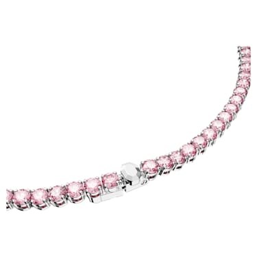 Matrix Tennis 项链, 圆形切割, 粉红色, 镀铑 - Swarovski, 5681800