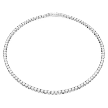 Matrix Tennis 项链, 圆形切割, 白色, 镀铑 - Swarovski, 5681801