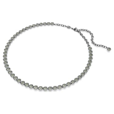 【此沙同款】Imber Tennis 项链, 圆形切割, 灰色, 镀钌 - Swarovski, 5682593