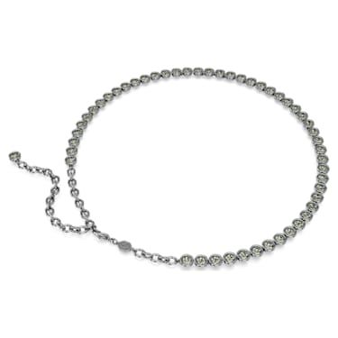 【此沙同款】Imber Tennis 项链, 圆形切割, 灰色, 镀钌 - Swarovski, 5682593