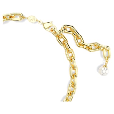 Idyllia 项链, 仿水晶珍珠, 贝壳, 白色, 镀金色调 - Swarovski, 5683941