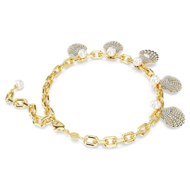 Idyllia 项链, 仿水晶珍珠, 贝壳, 白色, 镀金色调 - Swarovski, 5683941