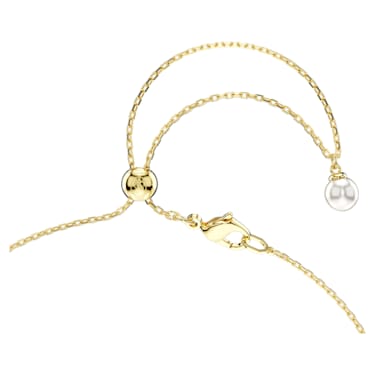 Idyllia Y 型链坠, 仿水晶珍珠, 贝壳, 白色, 镀金色调 - Swarovski, 5683968