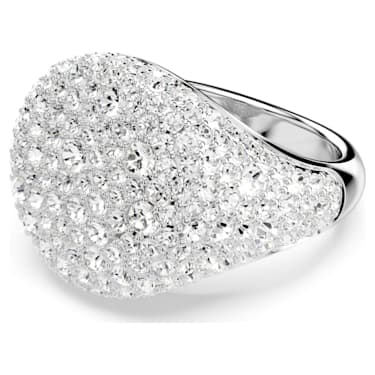 【此沙同款】Meteora 个性戒指, 白色, 镀铑 - Swarovski, 5684247