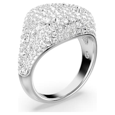 【此沙同款】Meteora 个性戒指, 白色, 镀铑 - Swarovski, 5684247