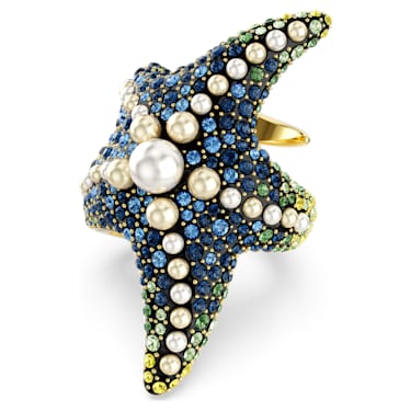 Idyllia 个性戒指, 仿水晶珍珠, 海星, 彩色, 镀金色调 - Swarovski, 5686987