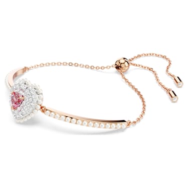 Hyperbola 手镯, 仿水晶珍珠, 心形, 白色, 镀玫瑰金色调 - Swarovski, 5687513