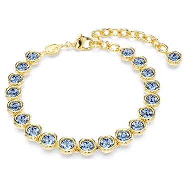 Imber Tennis 手链, 圆形切割, 蓝色, 镀金色调 - Swarovski, 5688419