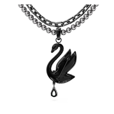 Swarovski Swan 束颈项链, 天鹅, 黑色, 镀钌 - Swarovski, 5688747
