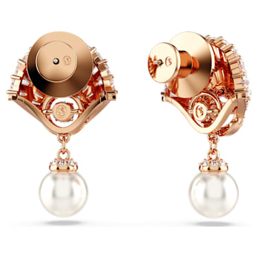 Idyllia 水滴形耳环, 贝壳, 白色, 镀玫瑰金色调 - Swarovski, 5689196