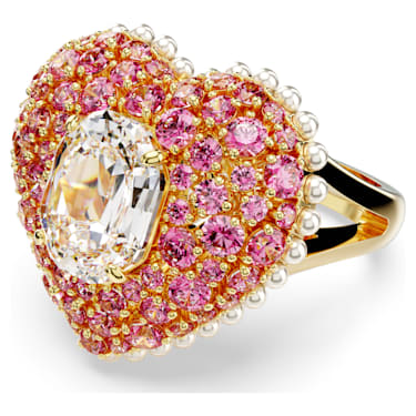 Hyperbola 个性戒指, 心形, 粉红色, 镀金色调 - Swarovski, 5690057