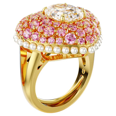 Hyperbola 个性戒指, 心形, 粉红色, 镀金色调 - Swarovski, 5690057