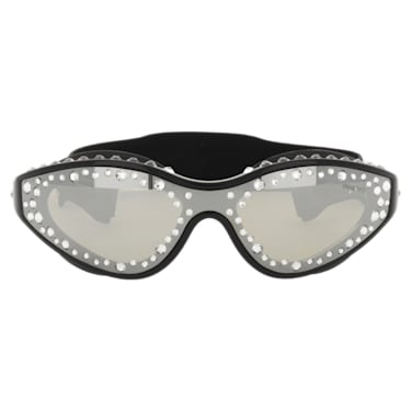 绑带太阳眼镜, 游泳镜造型, 黑色 - Swarovski, 5691733