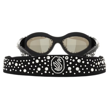 绑带太阳眼镜, 游泳镜造型, 黑色 - Swarovski, 5691733
