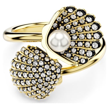 Idyllia 戒指, 贝壳, 白色, 镀金色调 - Swarovski, 5694972