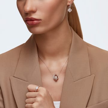 Further pendant, Pavé, Intertwined circles, White, Rose gold-tone plated - Swarovski, 5259154
