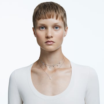 Attract necklace, White, Rhodium plated - Swarovski, 5563114