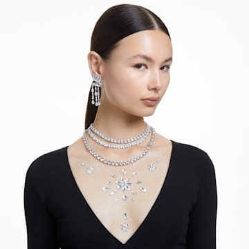 Millenia necklace, Pear cut, White, Rhodium plated - Swarovski, 5598362
