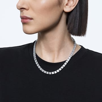 Millenia necklace, Square cut, White, Rhodium plated - Swarovski, 5599153