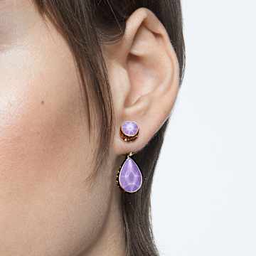Orbita 水滴形耳环, 非对称设计、水滴切割, 流光溢彩, 镀金色调 - Swarovski, 5600523