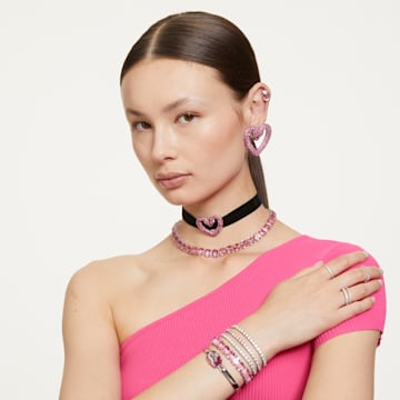 Millenia 项链, 八角形切割, 粉红色, 镀铑 - Swarovski, 5608807