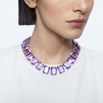 Millenia necklace, Oversized crystals, Octagon cut, Purple, Rhodium plated - Swarovski, 5609701