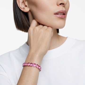 Millenia 手链, 八角形切割, 粉红色, 镀铑 - Swarovski, 5610363