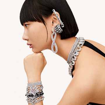 Millenia ear cuff, Single, Octagon cut, White, Rhodium plated - Swarovski, 5612670