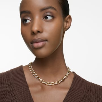 Dextera necklace, Pavé, White, Gold-tone plated - Swarovski, 5613388