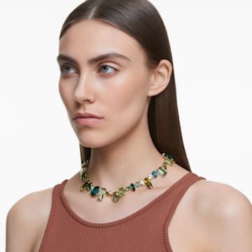 Gema 项链, 混合切割, 绿色, 镀金色调 - Swarovski, 5613735
