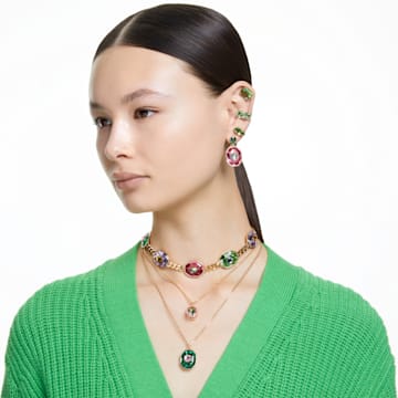 Gema stud earrings, Kite cut, Green, Gold-tone plated - Swarovski, 5614453