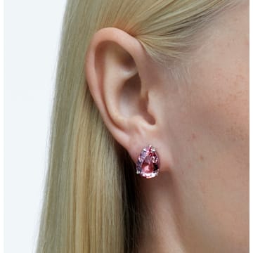 Gema stud earrings, Drop cut, Pink, Rhodium plated - Swarovski, 5614455