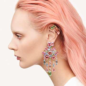 Gema stud earrings, Drop cut, Pink, Rhodium plated - Swarovski, 5614455