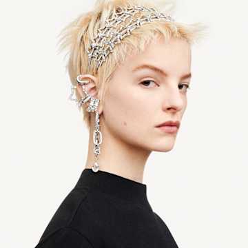 Dextera 耳骨夹, 套装（3）、非对称设计, 白色, 混合金属润饰 - Swarovski, 5615735