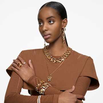 Harmonia cuff, Oversized floating crystals, Gold tone, Gold-tone plated - Swarovski, 5616521