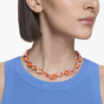 Orbita necklace, Magnetic closure, Mixed cuts, Multicolored, Rhodium plated - Swarovski, 5616640