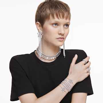 Stella bracelet, Mixed cuts, Star, White, Rhodium plated - Swarovski, 5617881
