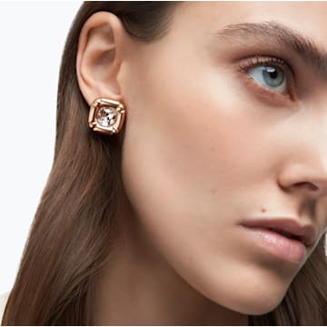 Dulcis stud earrings, Cushion cut, Rose gold tone - Swarovski, 5617910