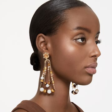 Somnia drop earrings, Chandelier, Extra long, Multicolored, Gold-tone plated - Swarovski, 5618294