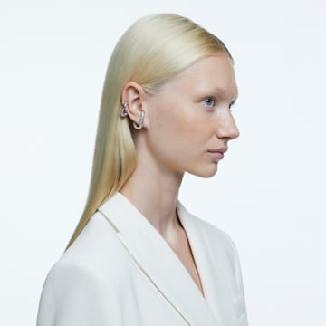 Dextera 耳骨夹, 套装 (2), 非对称设计, 白色, 镀铑 - Swarovski, 5618303