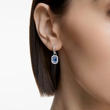 Millenia 水滴形耳环, 八角形切割, 蓝色, 镀铑 - Swarovski, 5619500