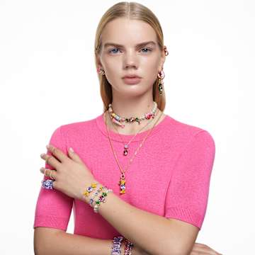 Orbita necklace, Drop cut, Small, Multicolored, Gold-tone plated - Swarovski, 5619786